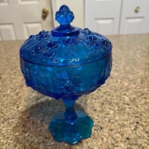Vtg Fenton Art Glass Cabbage Rose Colonial  Lidded Compote Candy Dish